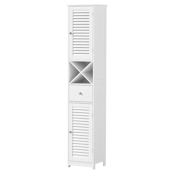 Artiss Bathroom Storage Cabinet 170cm Tall Slim Organiser Toilet Corner Adjustable Shelf Louver Door White Awezingly
