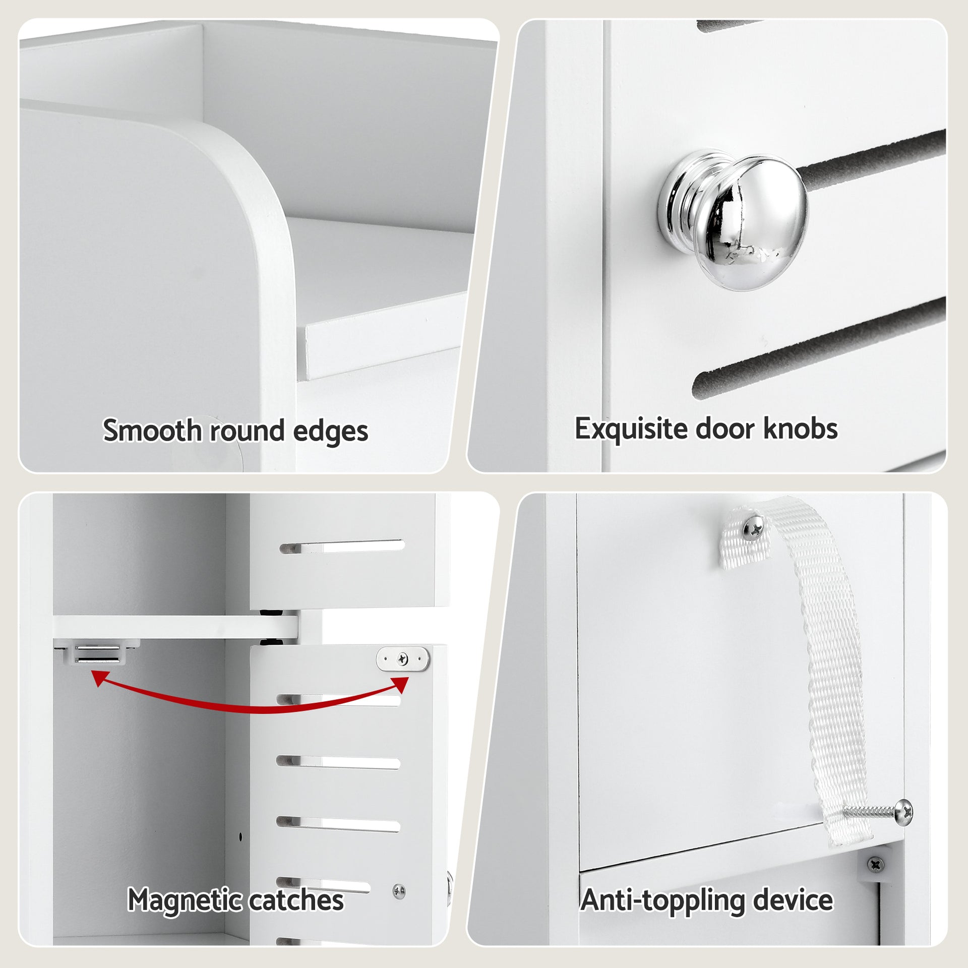 Artiss Bathroom Storage Cabinet 3-Tier Slim Toilet Paper Holder Organizer White Awezingly