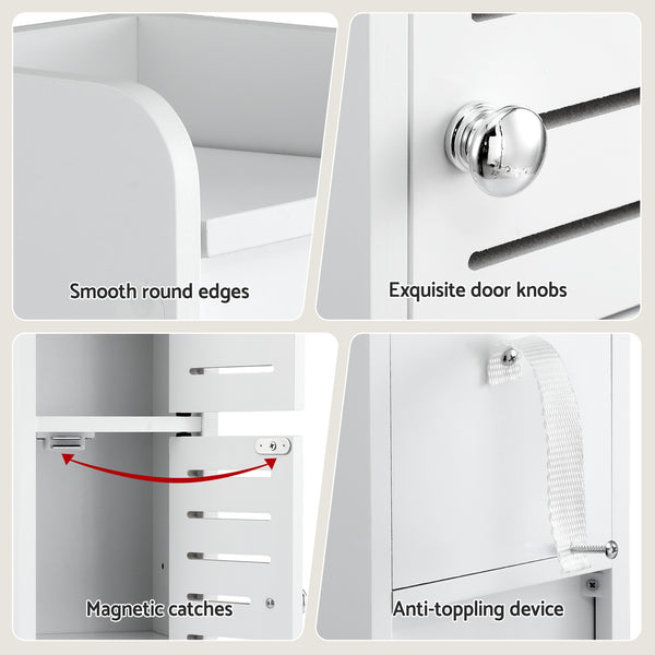 Artiss Bathroom Storage Cabinet 3-Tier Slim Toilet Paper Holder Organizer White Awezingly