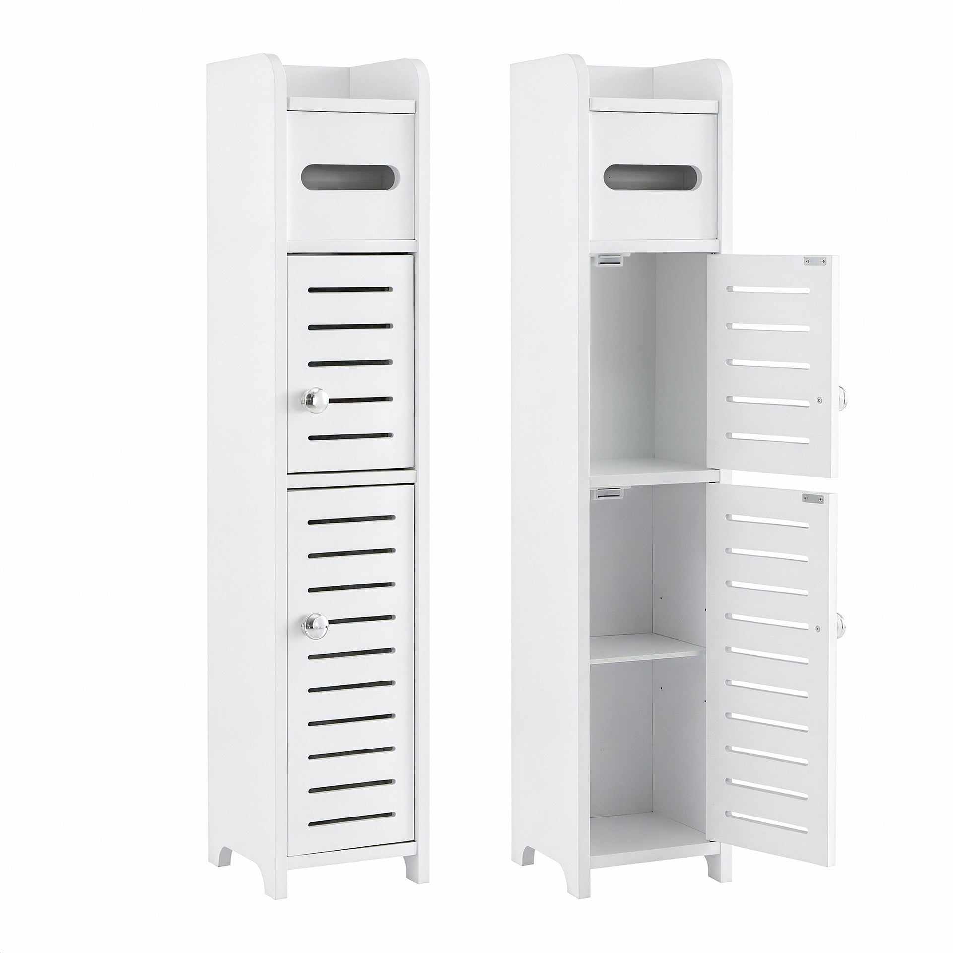 Artiss 2x Bathroom Storage Cabinet 3-Tier Toilet Paper Holder Organizer White Awezingly