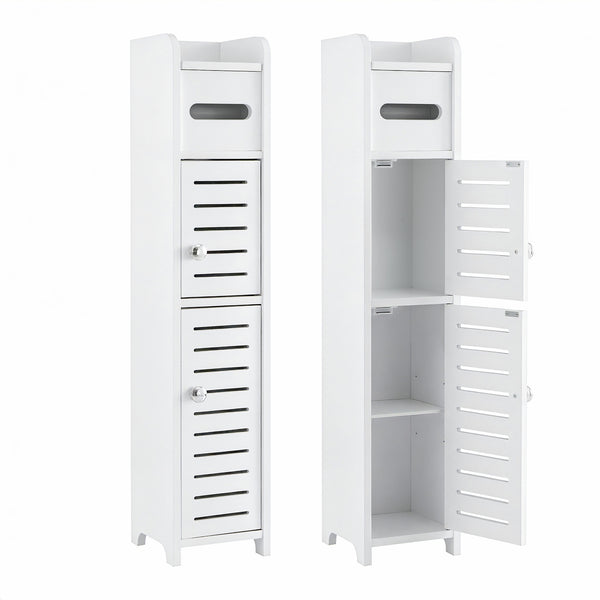 Artiss 2x Bathroom Storage Cabinet 3-Tier Toilet Paper Holder Organizer White Awezingly