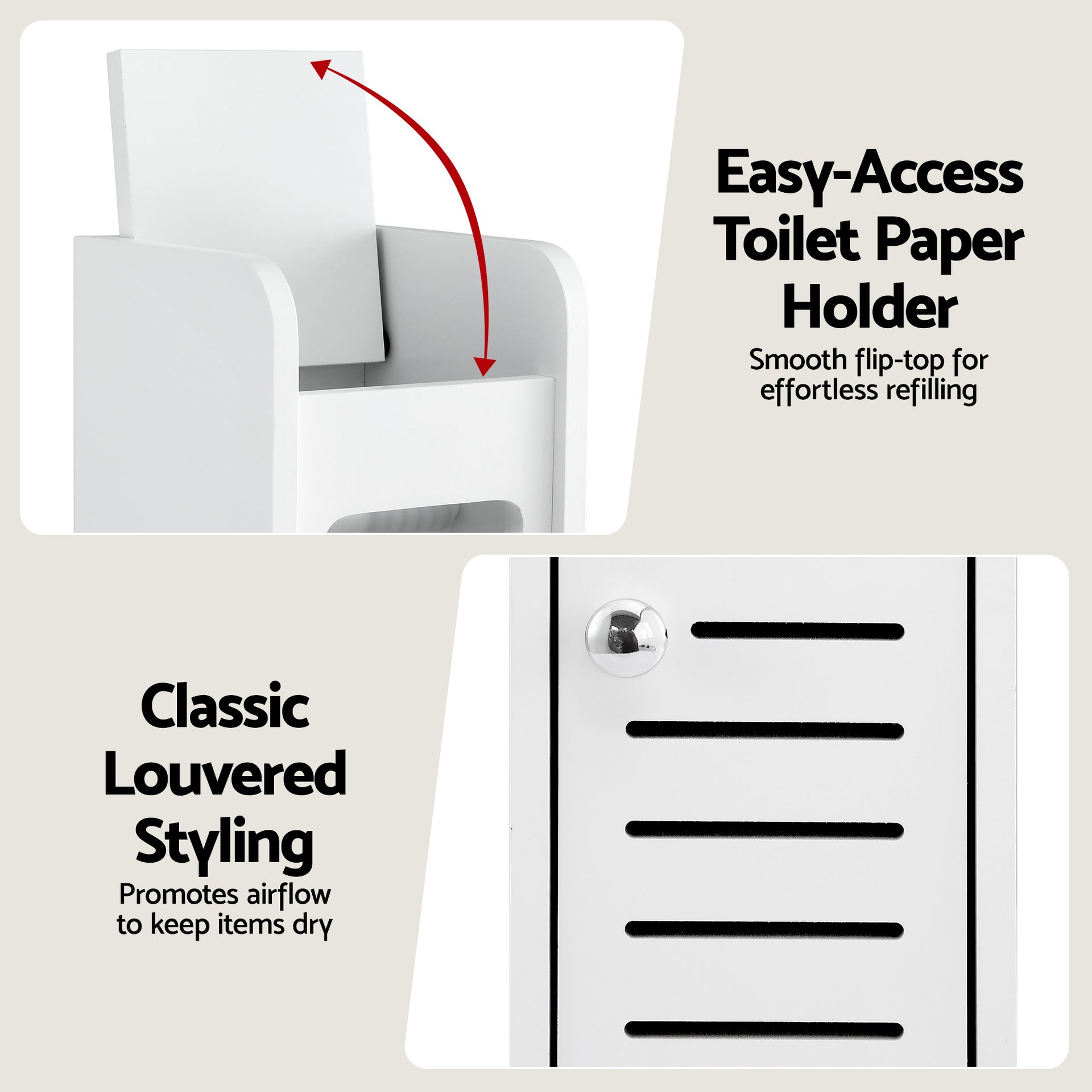 Artiss 2x Bathroom Storage Cabinet 3-Tier Toilet Paper Holder Organizer White Awezingly