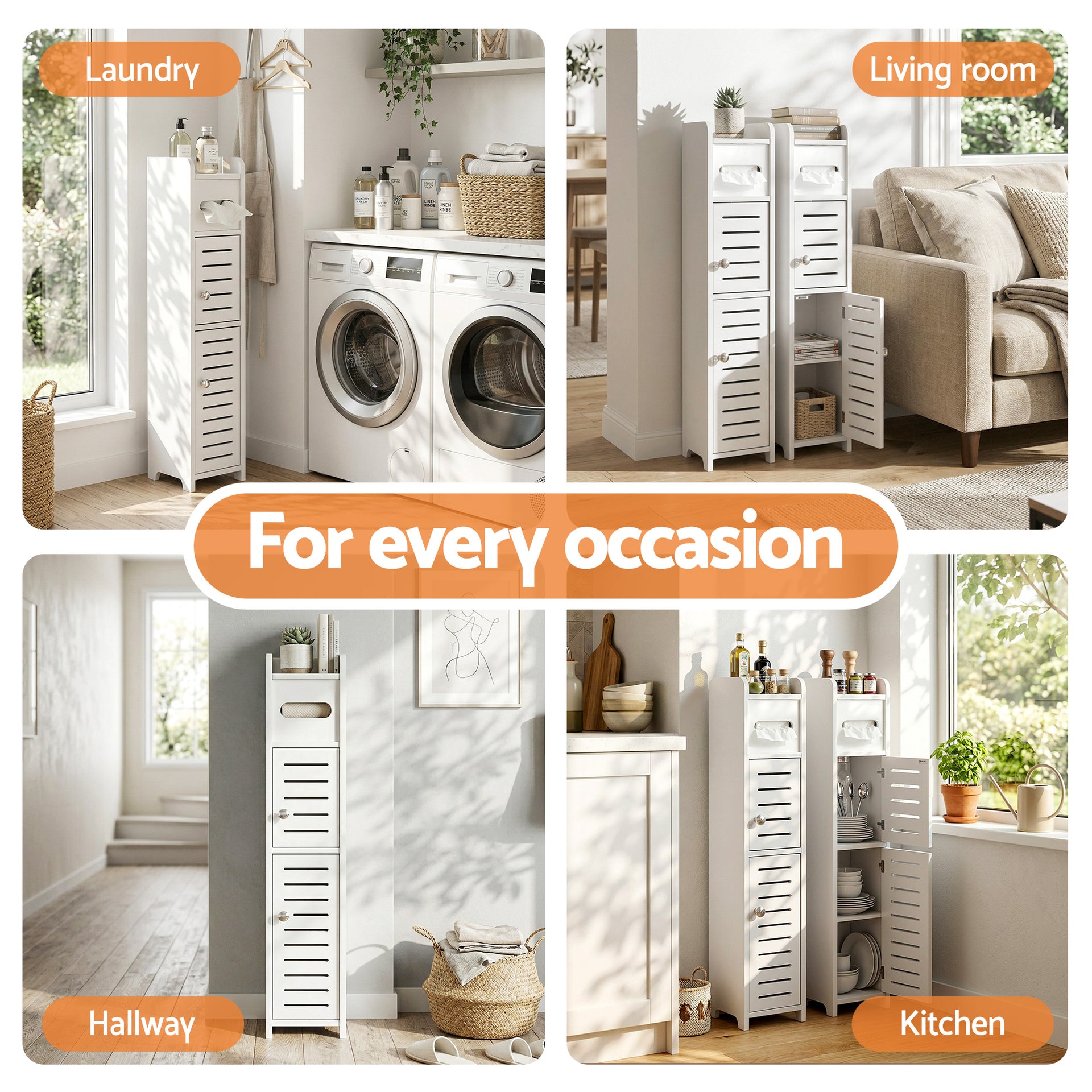 Artiss 2x Bathroom Storage Cabinet 3-Tier Toilet Paper Holder Organizer White Awezingly