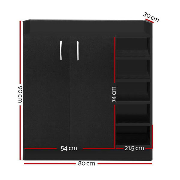 Artiss 2 Doors Shoe Cabinet Storage Cupboard - Black Artiss