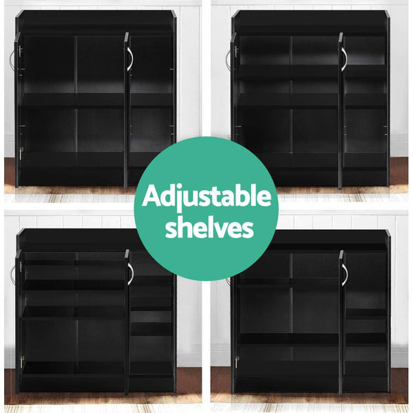 Artiss 2 Doors Shoe Cabinet Storage Cupboard - Black Artiss
