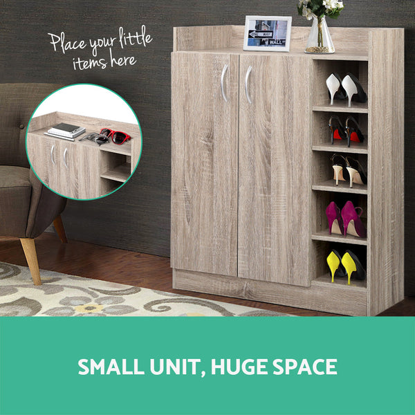 Artiss 2 Doors Shoe Cabinet Storage Cupboard - Wood Artiss