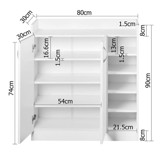 Artiss 2 Doors Shoe Cabinet Storage Cupboard - White Artiss