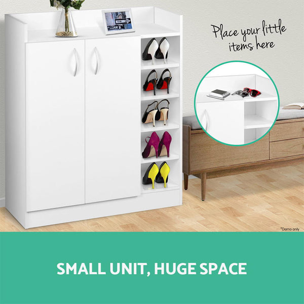 Artiss 2 Doors Shoe Cabinet Storage Cupboard - White Artiss