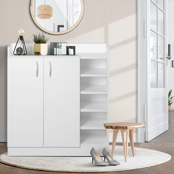 Artiss 2 Doors Shoe Cabinet Storage Cupboard - White Artiss