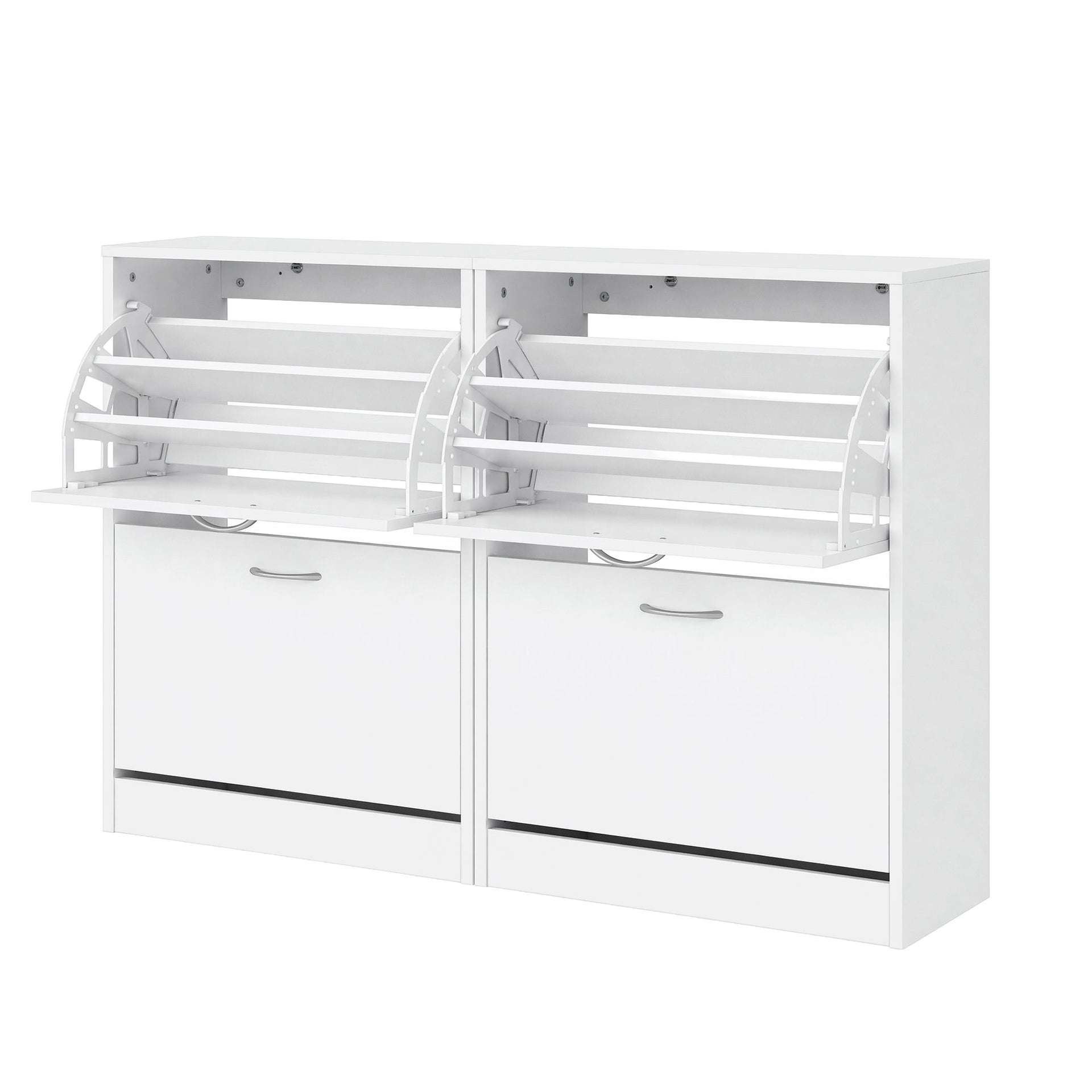 Artiss 2x Shoe Cabinet Storage Organiser 2 Flip Drawer White Awezingly