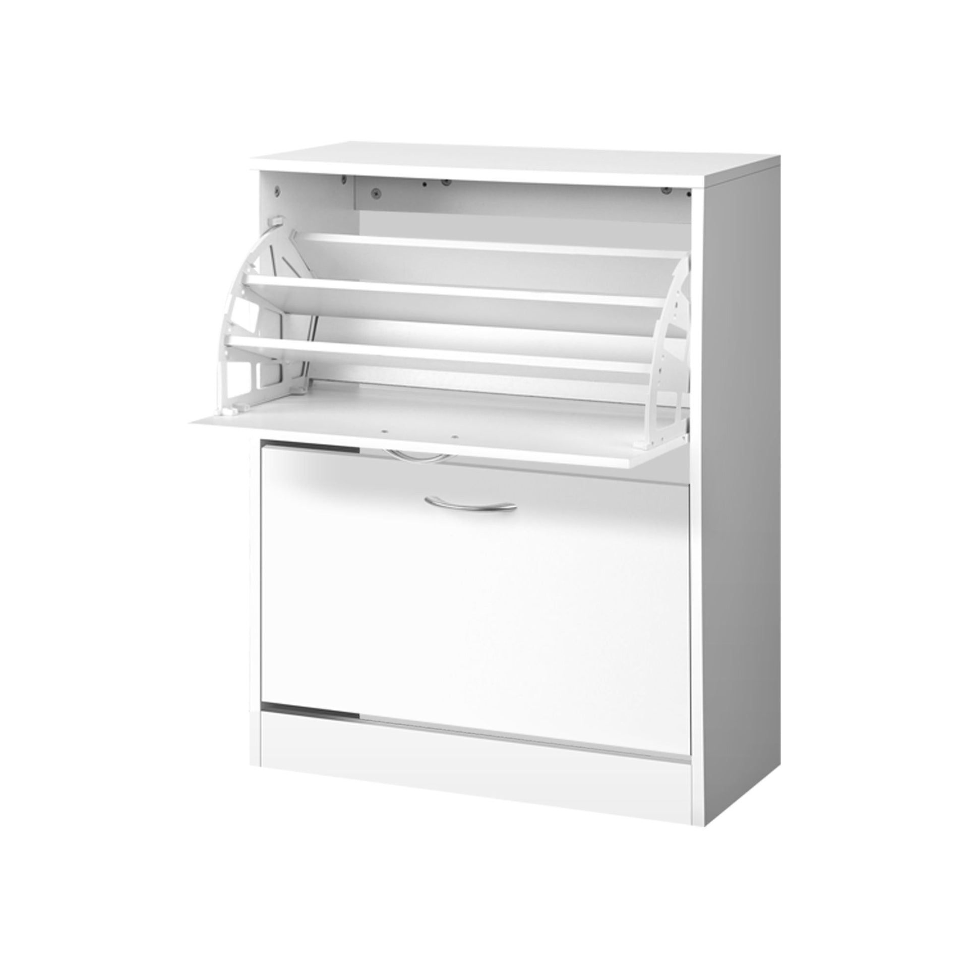 Artiss 2x Shoe Cabinet Storage Organiser 2 Flip Drawer White Awezingly