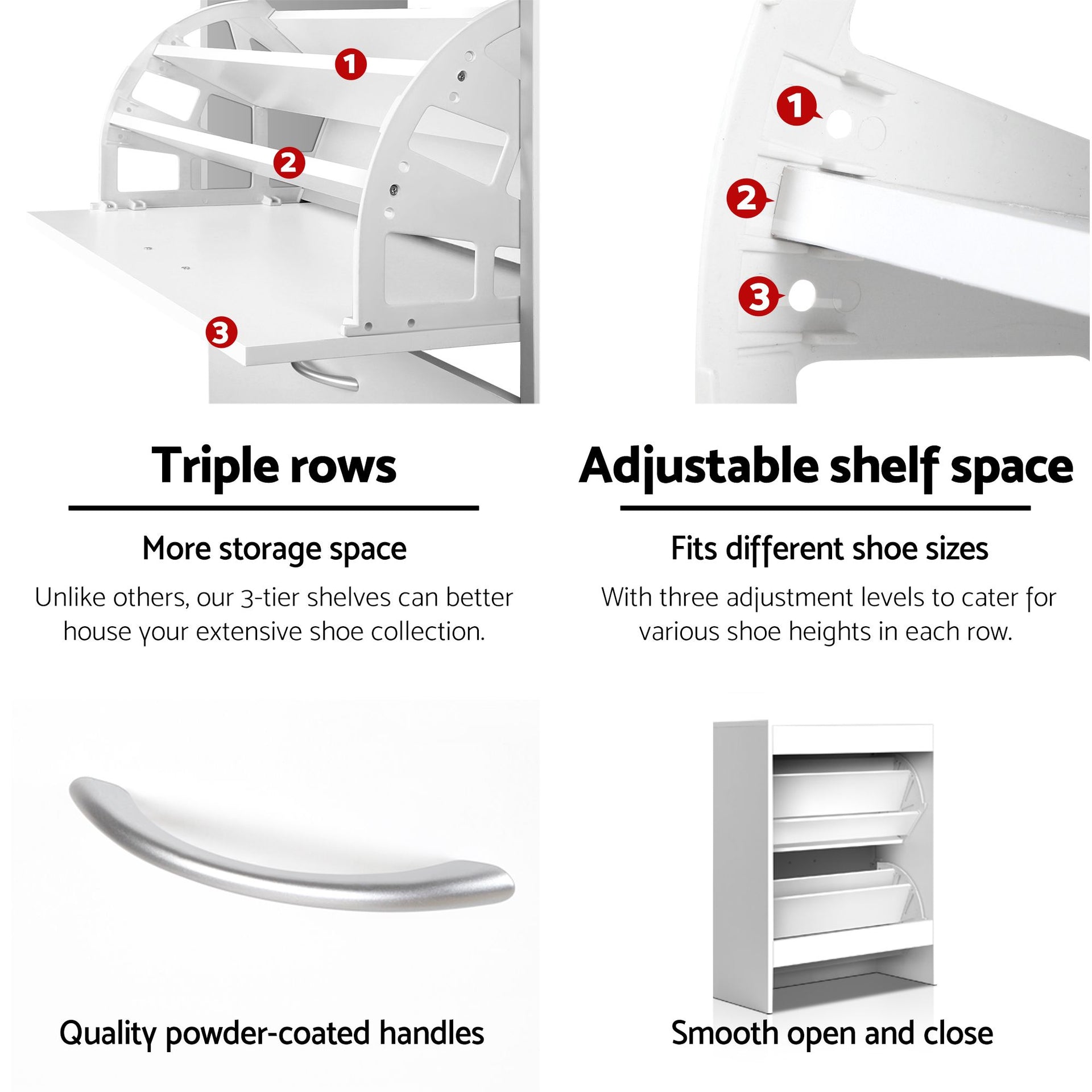 Artiss 2x Shoe Cabinet Storage Organiser 2 Flip Drawer White Awezingly