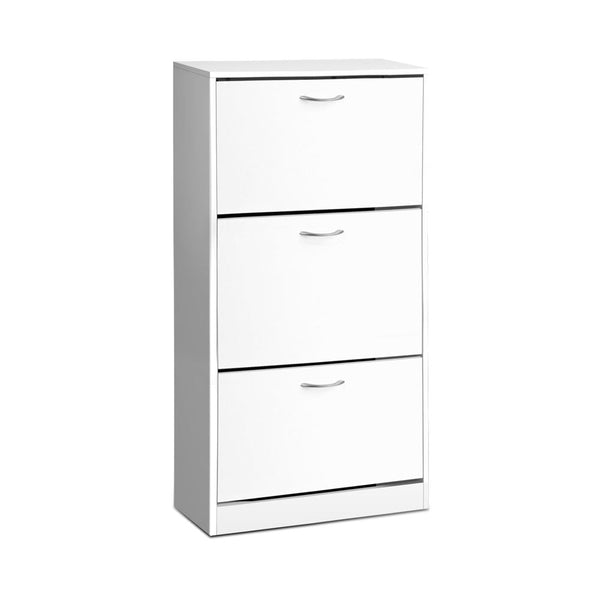 Artiss 3 Tier Shoe Cabinet - White Artiss