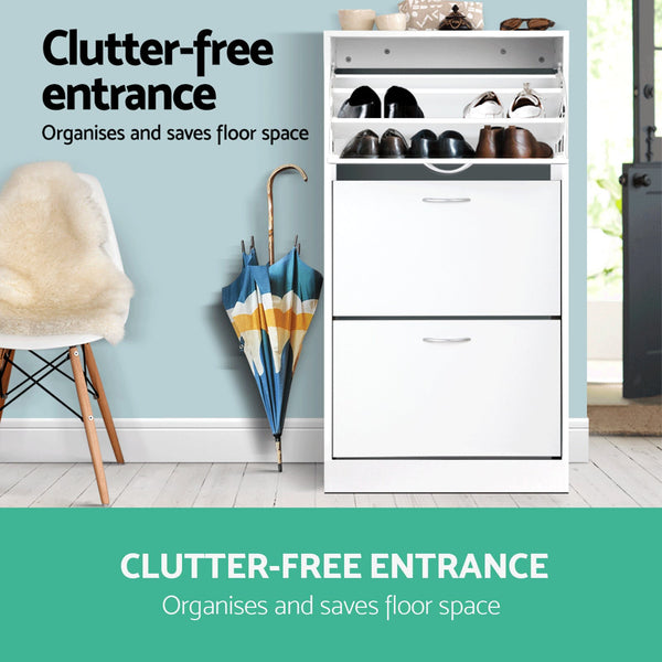 Artiss 3 Tier Shoe Cabinet - White Artiss