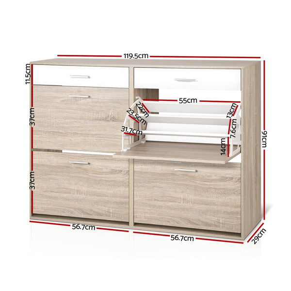 Artiss 2 Tier Shoe Cabinet - Wood Artiss