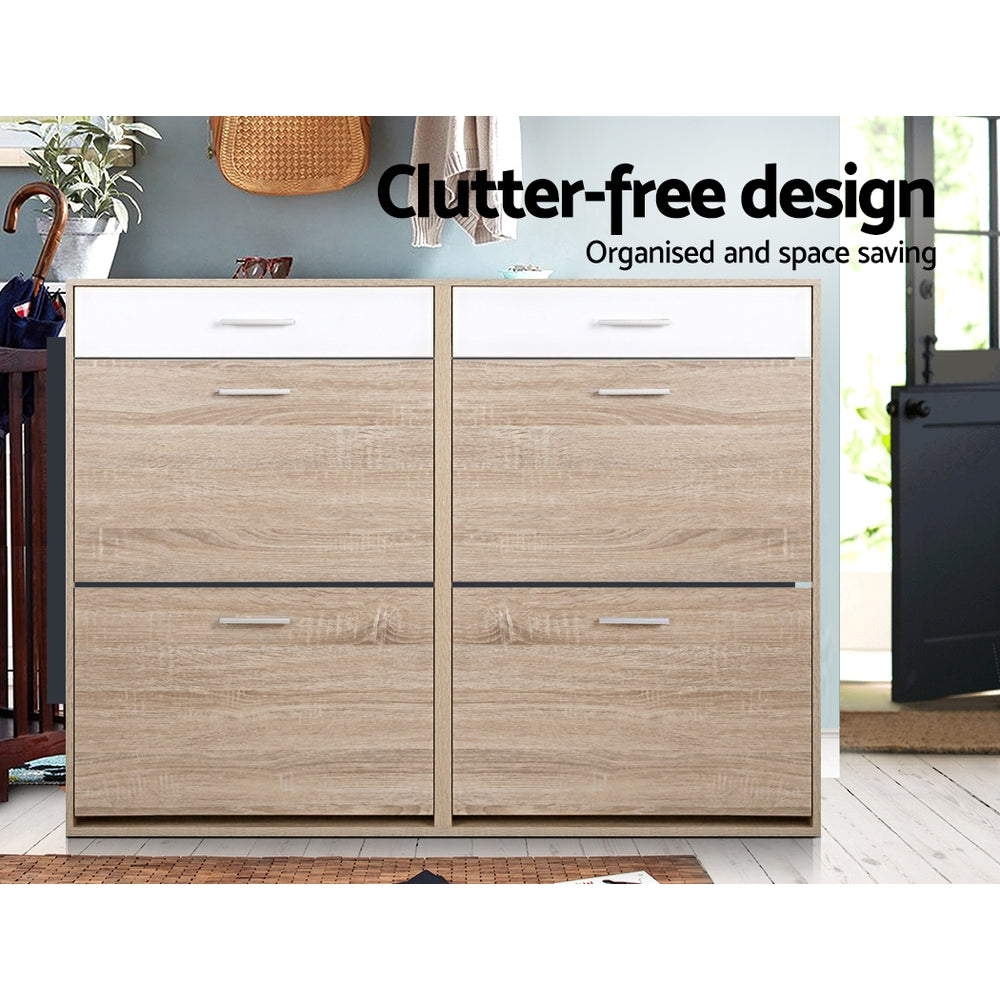 Artiss 2 Tier Shoe Cabinet - Wood Artiss