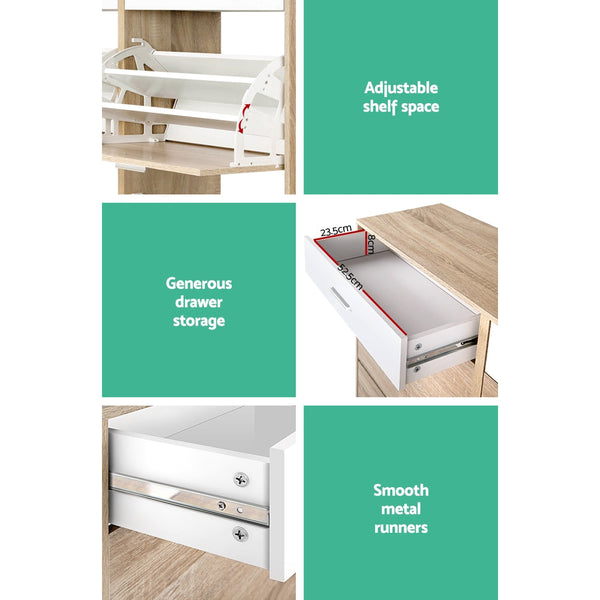 Artiss 2 Tier Shoe Cabinet - Wood Artiss