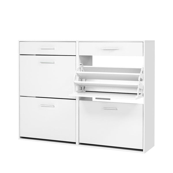 Artiss 36 Pairs Shoe Cabinet Rack Organisers Storage Shelf Drawer Cupboard White Artiss