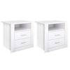 Artiss 2 X Bedside Table 2 Drawers with Shelf - TARA White