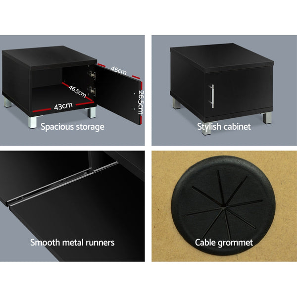 Artiss Entertainment Unit with Cabinets - Black Artiss