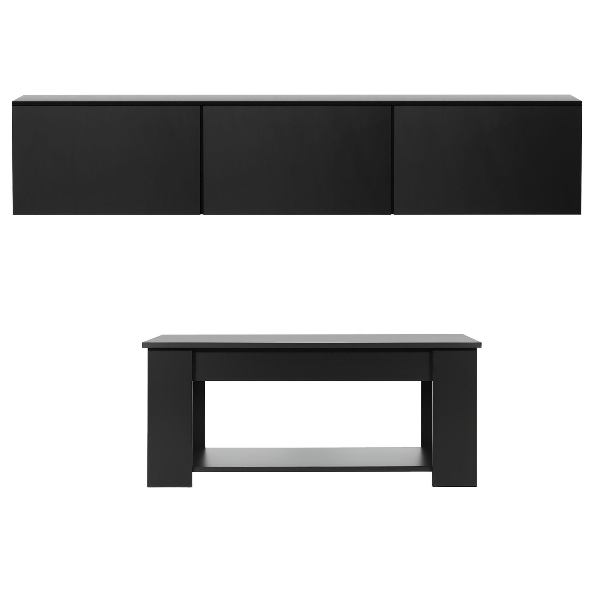 Artiss TV Unit & Coffee Table Set Storage Cabinet Black Awezingly