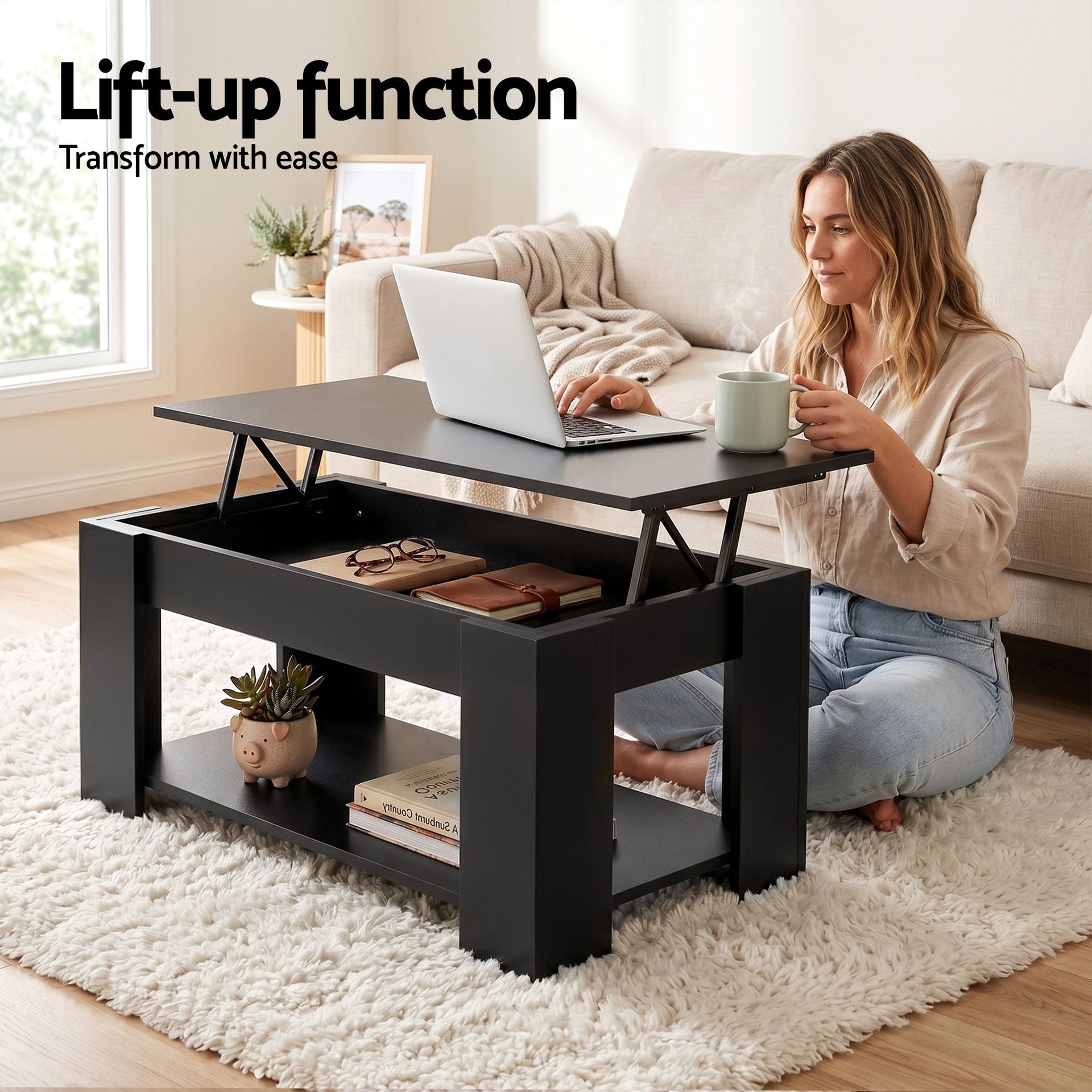 Artiss TV Unit & Coffee Table Set Storage Cabinet Black Awezingly