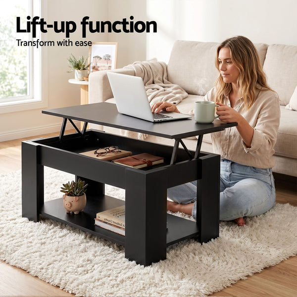 Artiss TV Unit & Coffee Table Set Storage Cabinet Black Awezingly