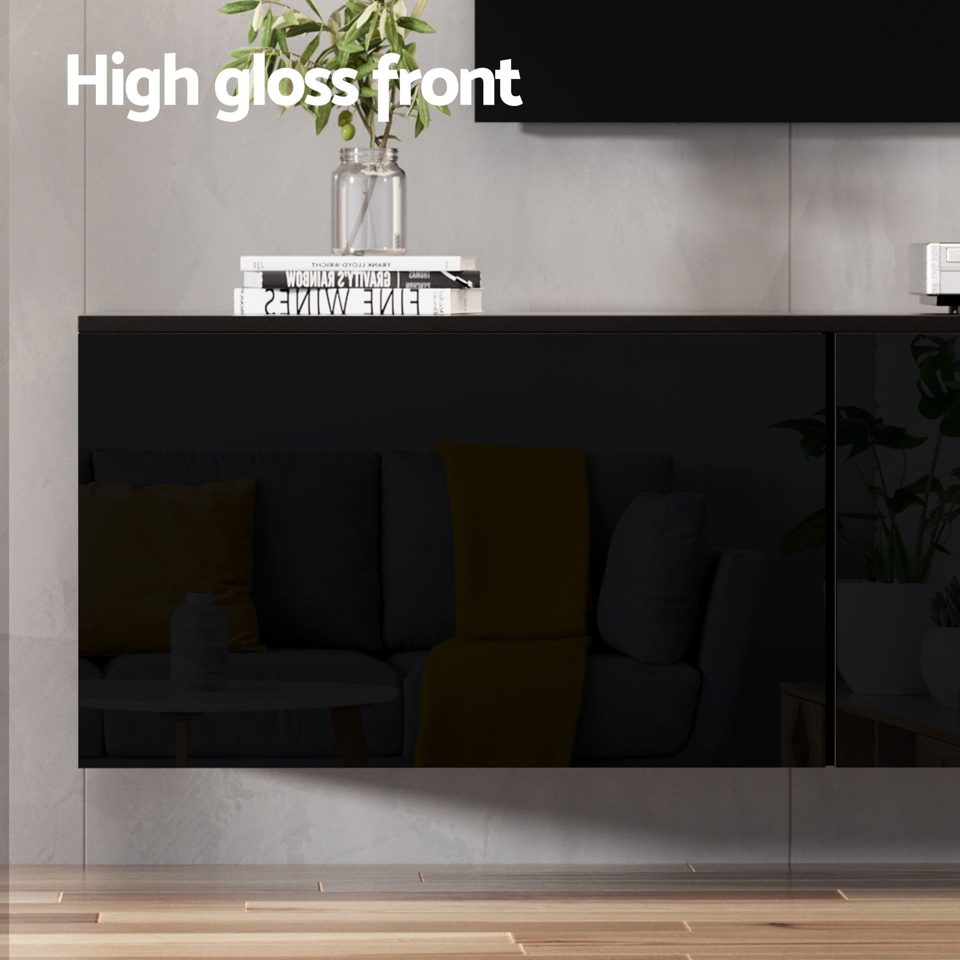 Artiss TV Unit & Coffee Table Set Storage Cabinet Black Awezingly