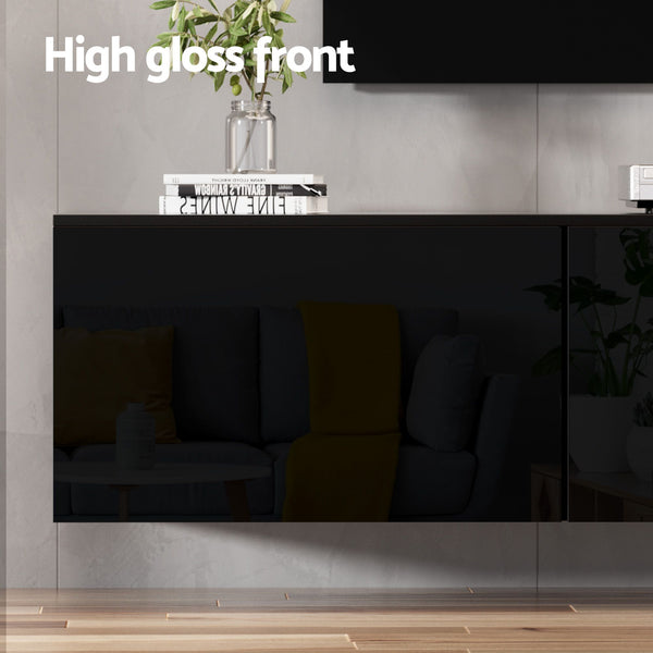 Artiss TV Unit & Coffee Table Set Storage Cabinet Black Awezingly