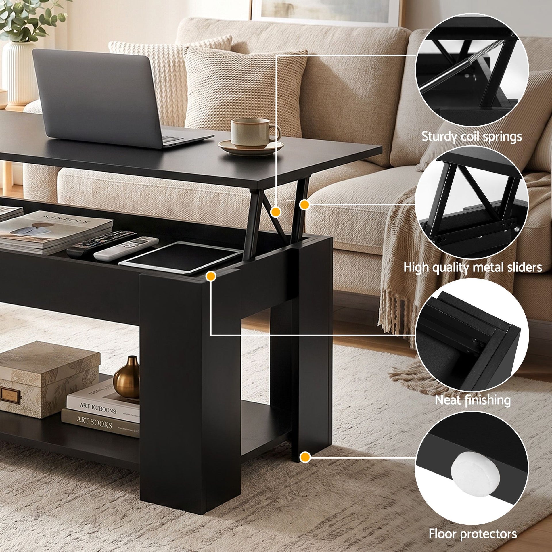 Artiss TV Unit & Coffee Table Set Storage Cabinet Black Awezingly