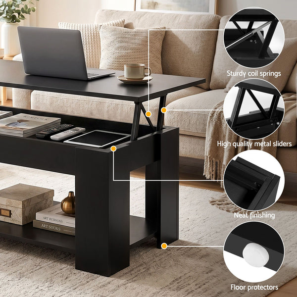 Artiss TV Unit & Coffee Table Set Storage Cabinet Black Awezingly