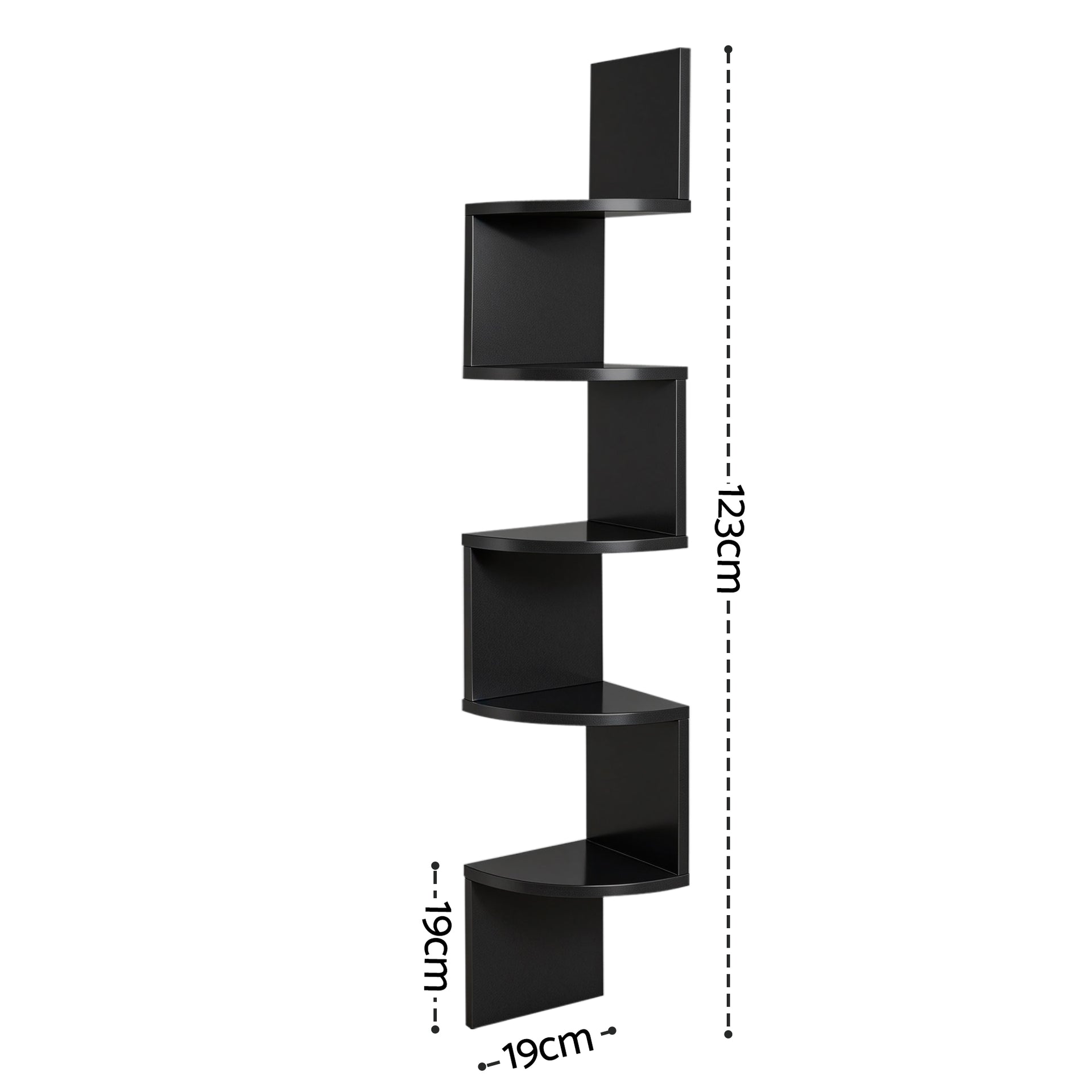 Artiss Wall Shelf Bookshelf Corner Floating 5-Tier Black Awezingly
