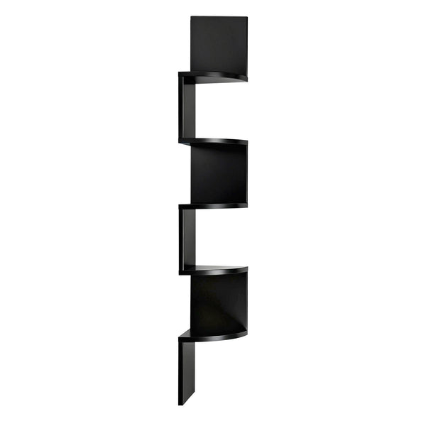 Artiss Wall Shelf Bookshelf Corner Floating 5-Tier Black Awezingly