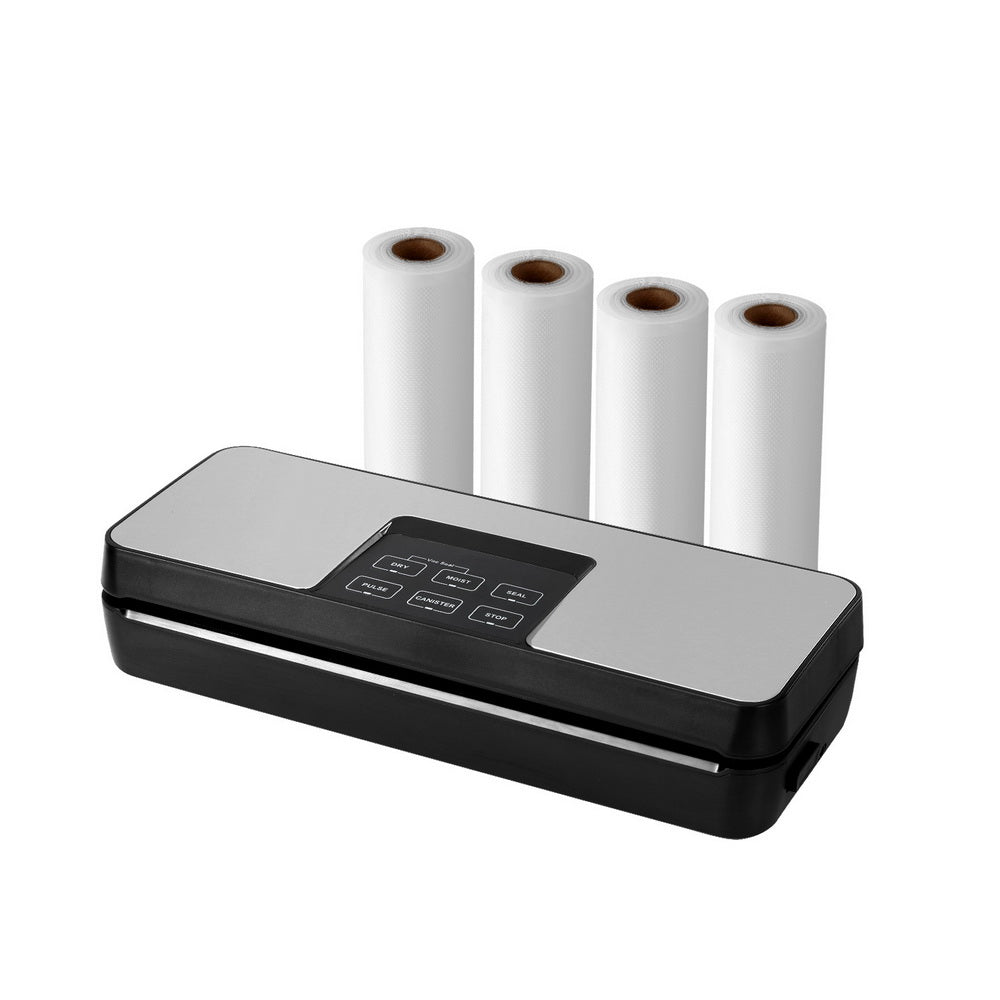 Devanti Food Vacuum Sealer Machine Auto Seal Cutter 5 Modes Storage Bags 4 Rolls Devanti