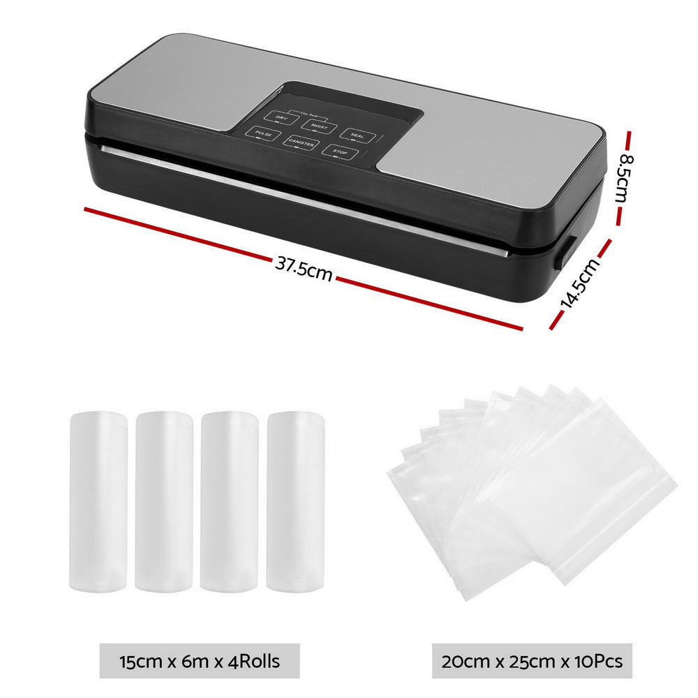 Devanti Food Vacuum Sealer Machine Auto Seal Cutter 5 Modes Storage Bags 4 Rolls Devanti