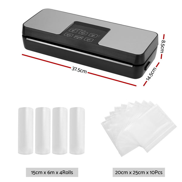 Devanti Food Vacuum Sealer Machine Auto Seal Cutter 5 Modes Storage Bags 4 Rolls Devanti