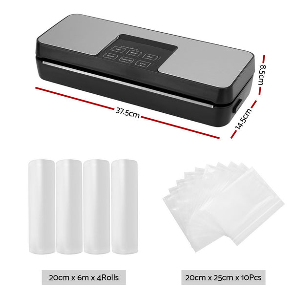 Devanti Food Vacuum Sealer Machine Auto Seal Cutter 5 Modes Storage Bags 4 Rolls Devanti