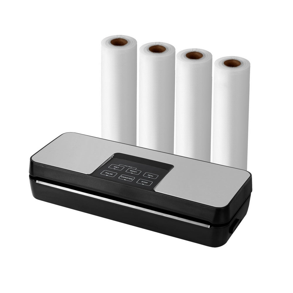 Devanti Food Vacuum Sealer Machine Auto Seal Cutter 5 Modes Storage Bags 4 Rolls Devanti