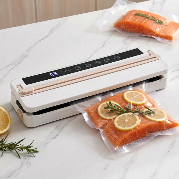 Devanti Food Vacuum Sealer Machine Fresh Storage Auto Seal Slide Cutter 6 Modes White Awezingly