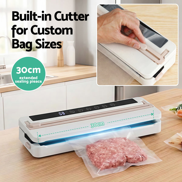 Devanti Food Vacuum Sealer Machine Fresh Storage Auto Seal Slide Cutter 6 Modes White Awezingly
