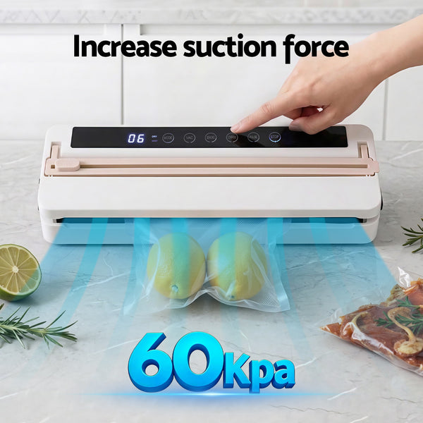 Devanti Food Vacuum Sealer Machine Fresh Storage Auto Seal Slide Cutter 6 Modes White Awezingly
