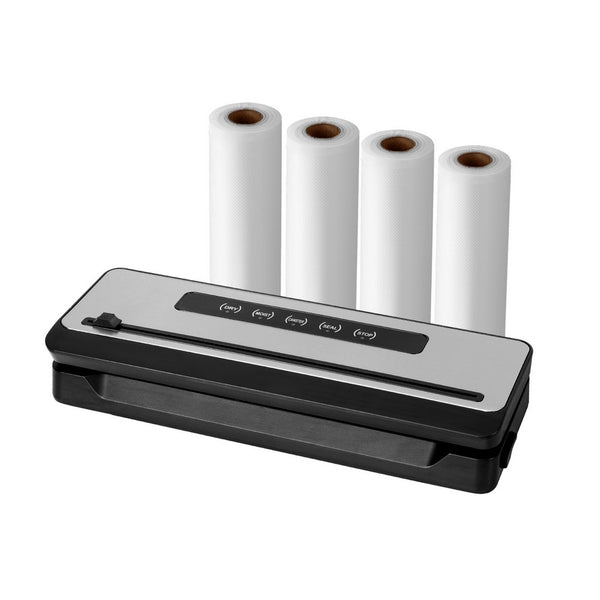 Devanti Food Vacuum Sealer Machine Sealing Cutter 5 Modes Storage Bags 4 Rolls Devanti