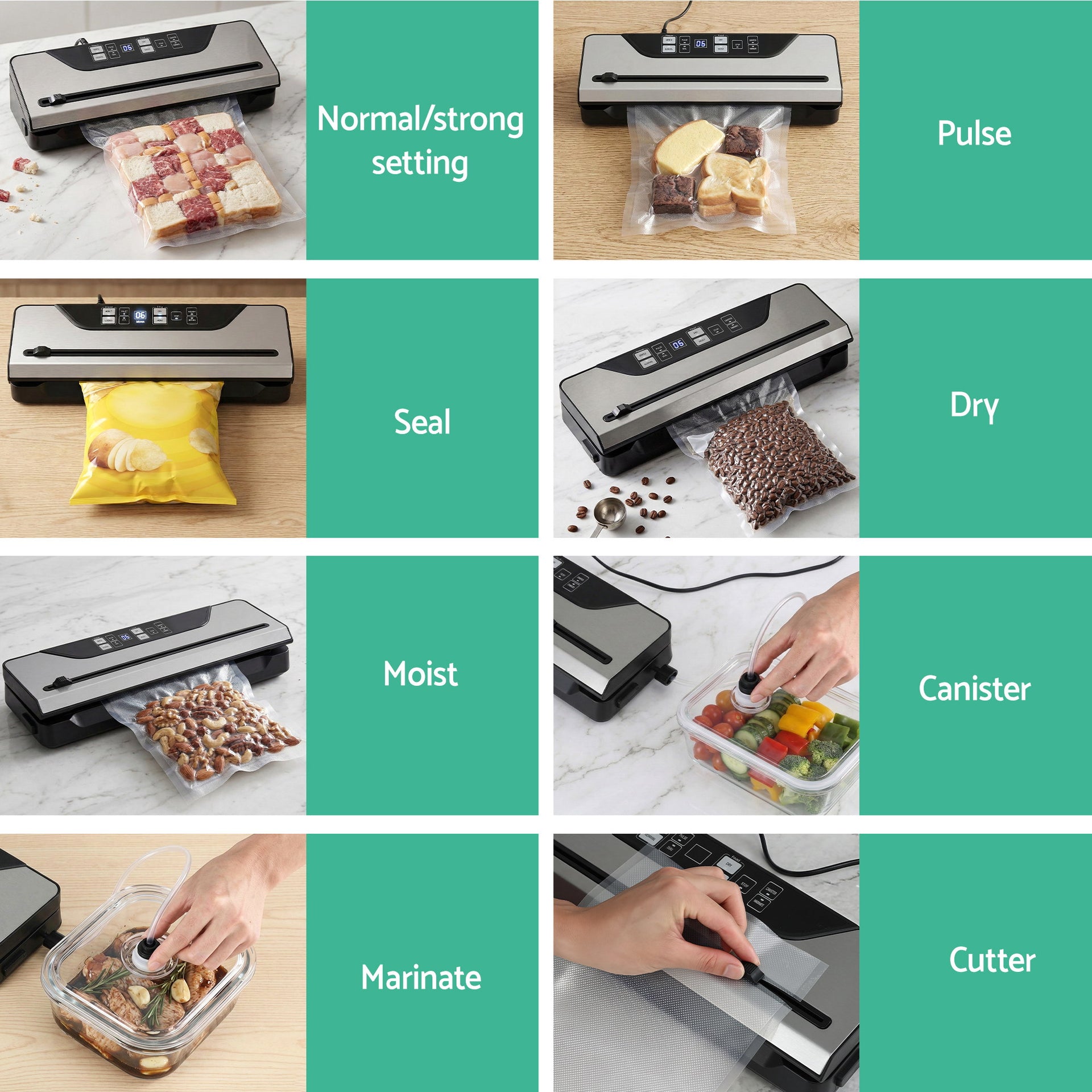 Devanti Food Vacuum Sealer Machine Auto Seal Slide Cutter 9 Modes Marinate Black Awezingly