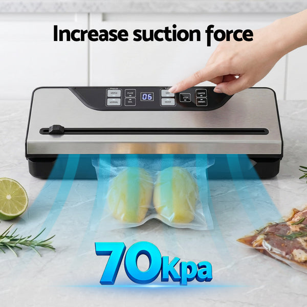 Devanti Food Vacuum Sealer Machine Auto Seal Slide Cutter 9 Modes Marinate Black Awezingly