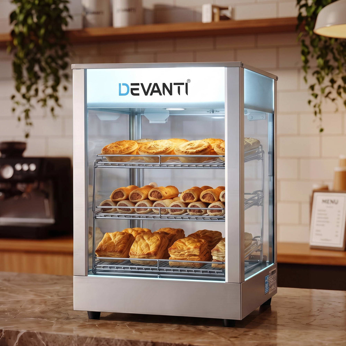 Devanti Commercial Food Warmer 850W 3 Shelf Heated Display Cabinet Awezingly