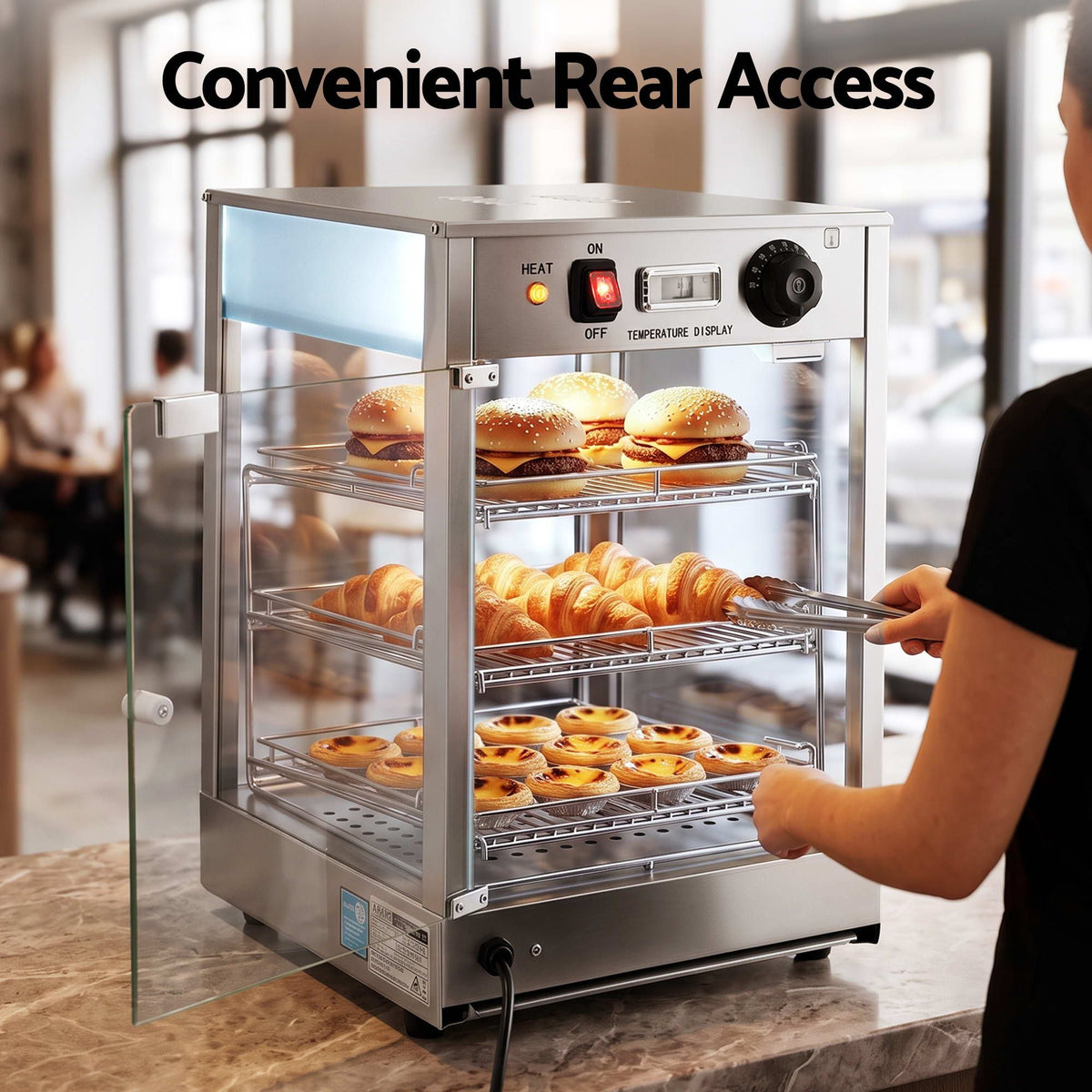 Devanti Commercial Food Warmer 850W 3 Shelf Heated Display Cabinet Awezingly