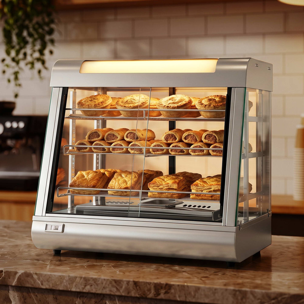 Devanti Commercial Food Warmer 1500W 3 Shelf Heated Display Cabinet Awezingly