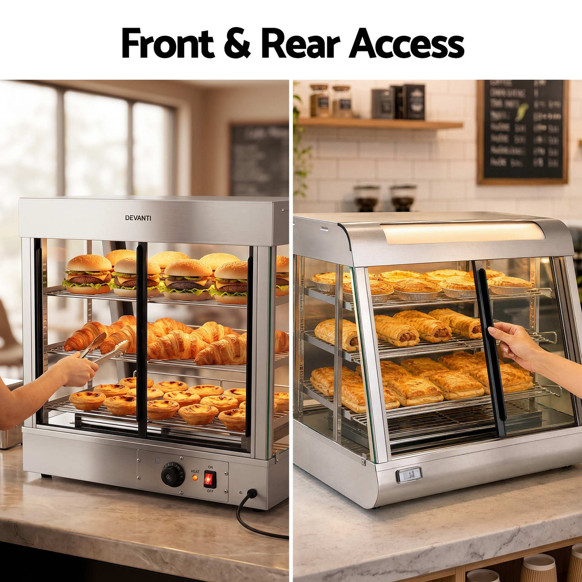 Devanti Commercial Food Warmer 1500W 3 Shelf Heated Display Cabinet Awezingly