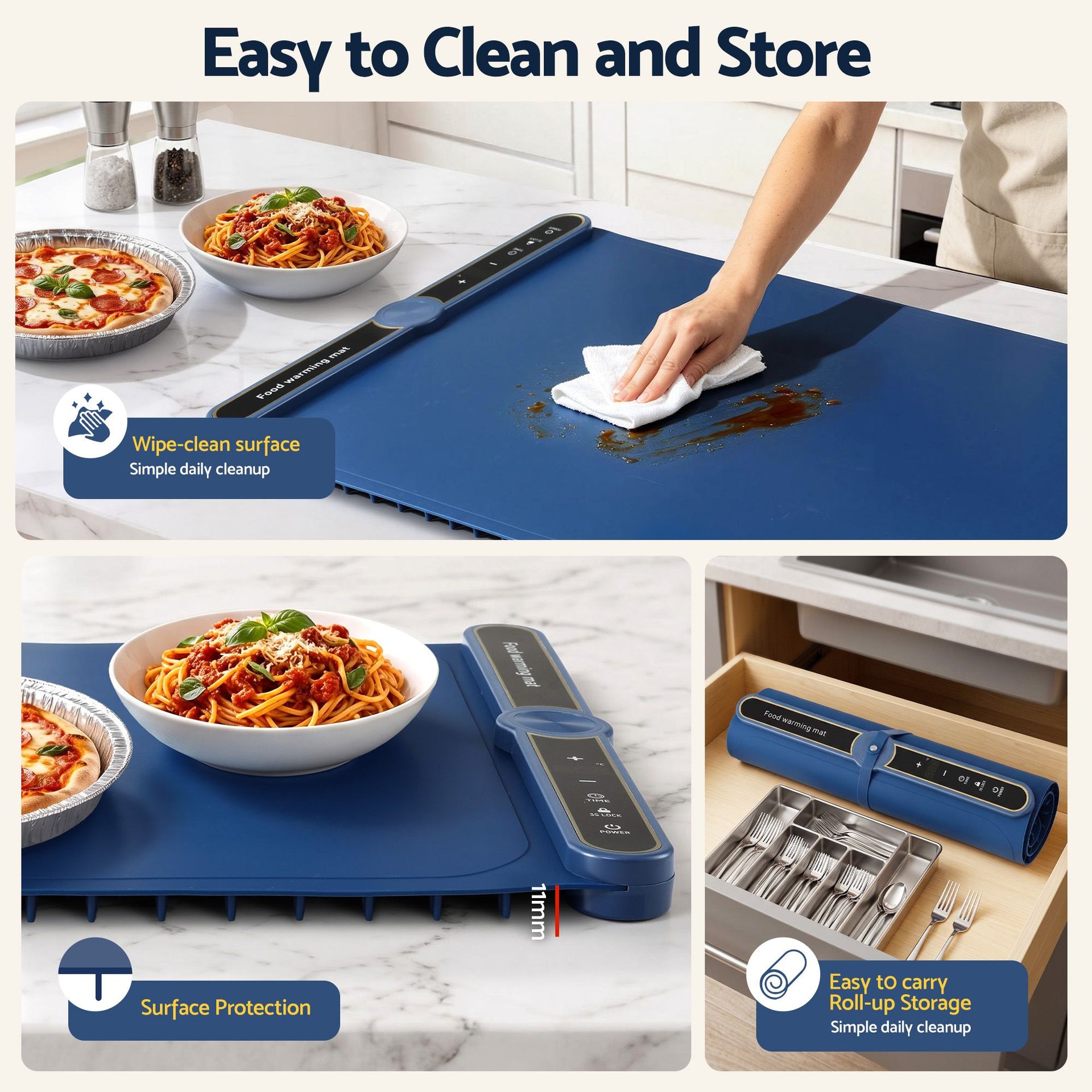 Devanti Food Warming Mat 60 x 38cm Electric Food Warmer With Timer Devanti