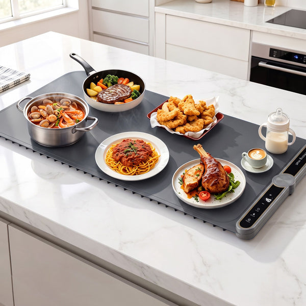 Devanti Food Warming Mat 80cm Electric Food Warmer Roll Up Buffet Tray Grey Devanti